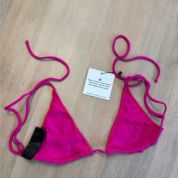 Minimale Animale SACRED TIE BACK TASSEL BIKINI TOP - GRENADA HOT PINK - Picture 2 of 6